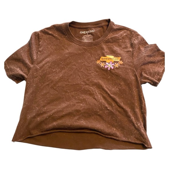 Chemistry Brown Crop Top with Graphic Design - Picture 1 of 4